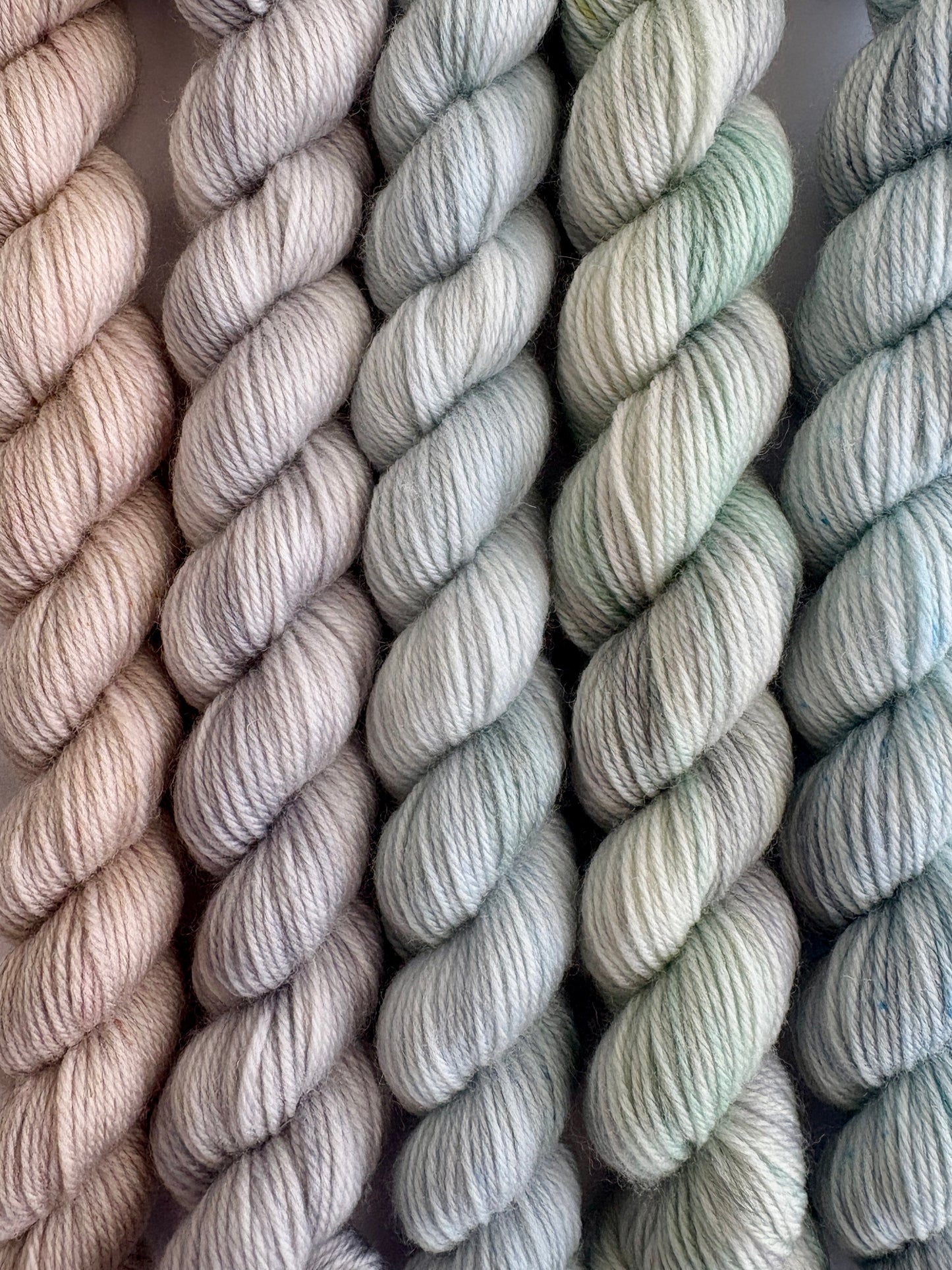 Whispers though the valley - Mini Sock Set, x5 20g skeins, Australian Merino/ Nylon Superwash