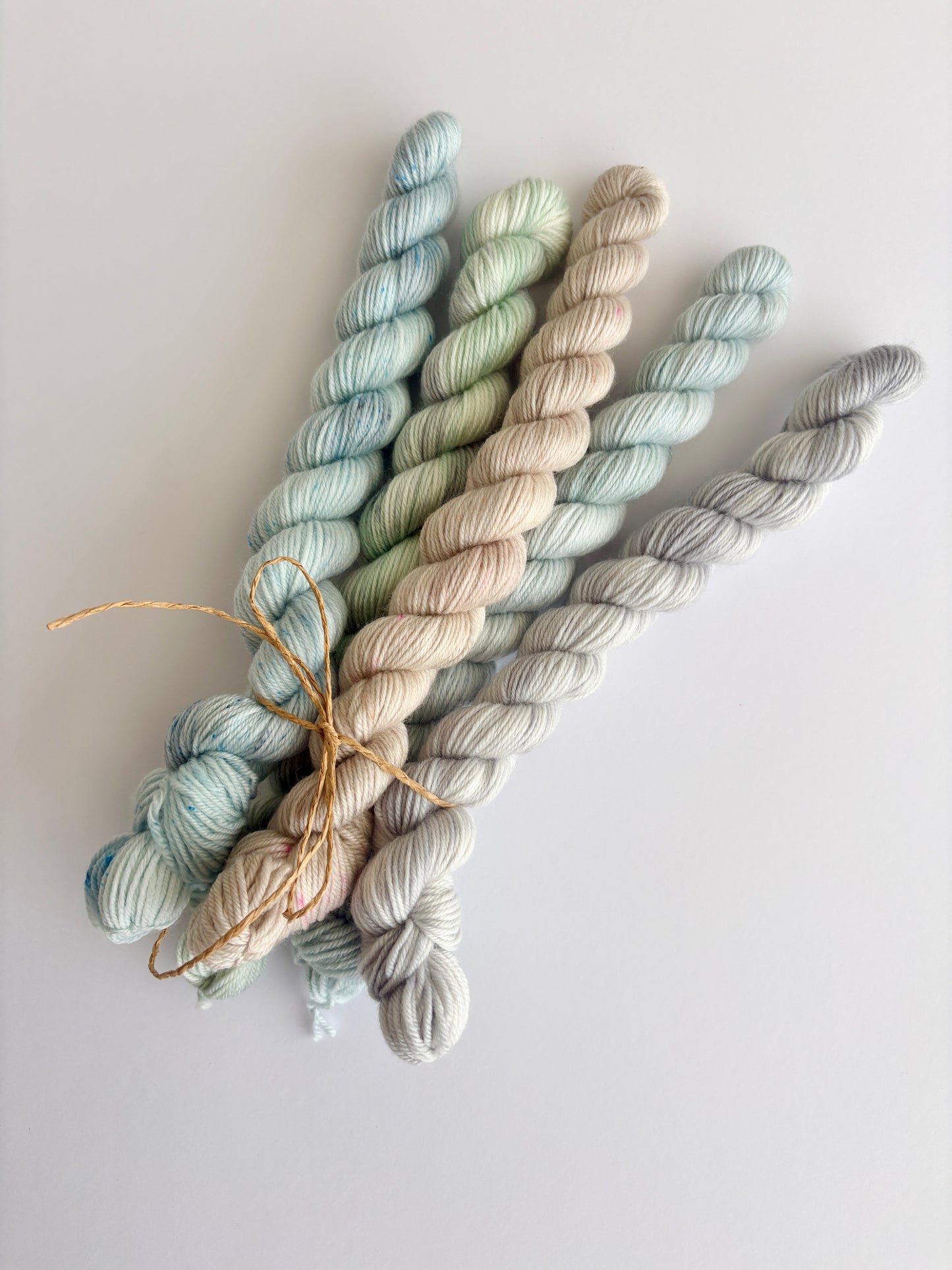 Whispers though the valley - Mini Sock Set, x5 20g skeins, Australian Merino/ Nylon Superwash