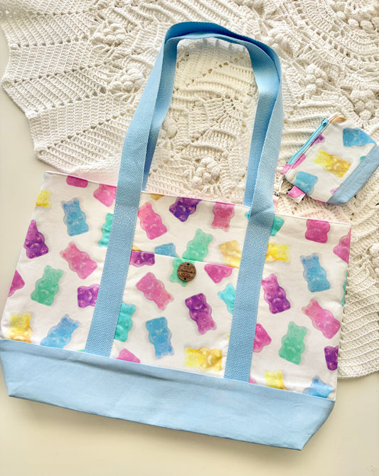 Gummy Bears - Knitting & Crochet Project Tote with Matching Pouch